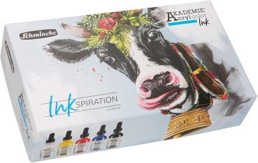 Preview: Schmincke Akademie Acryl Color Ink, Special Set inkl. 5x50ml Farben in Pipettenflaschen (g.P. 1L=108€)